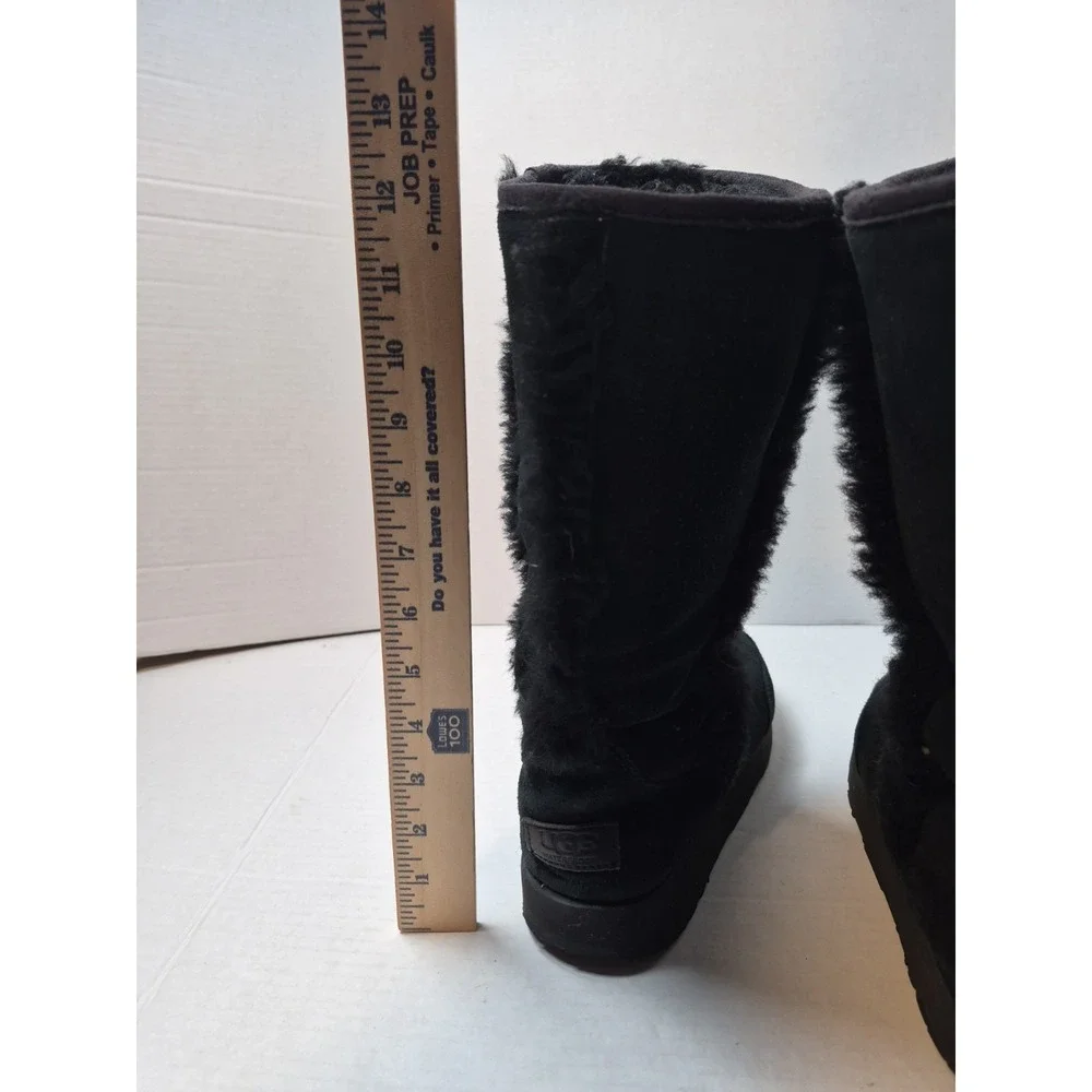 UGG 1017511 Adirondack Grandle Black Suede Sheepskin Boots Vibram Sole Women's 8